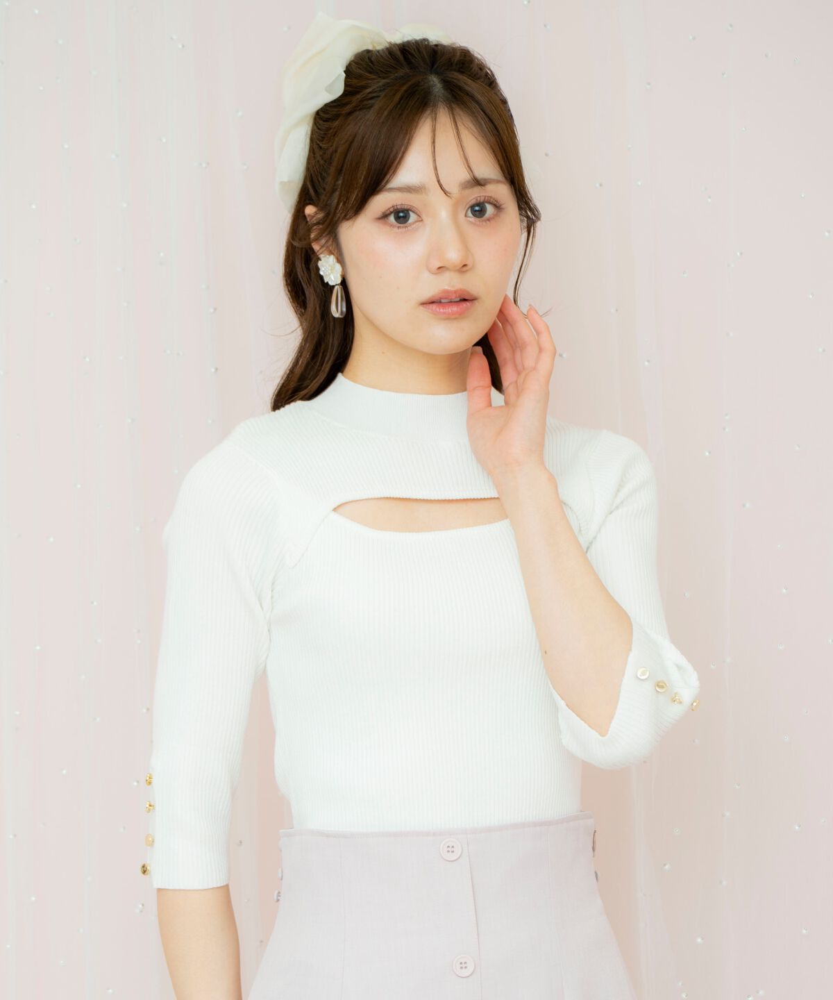 WILLSELECTION「デコルテオープンハイネックプルオーバー」|ニット・セーター|オフ