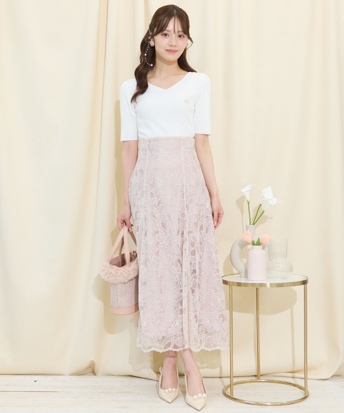 WILLSELECTION「スパンコールレースマーメイドスカート」|フレア|