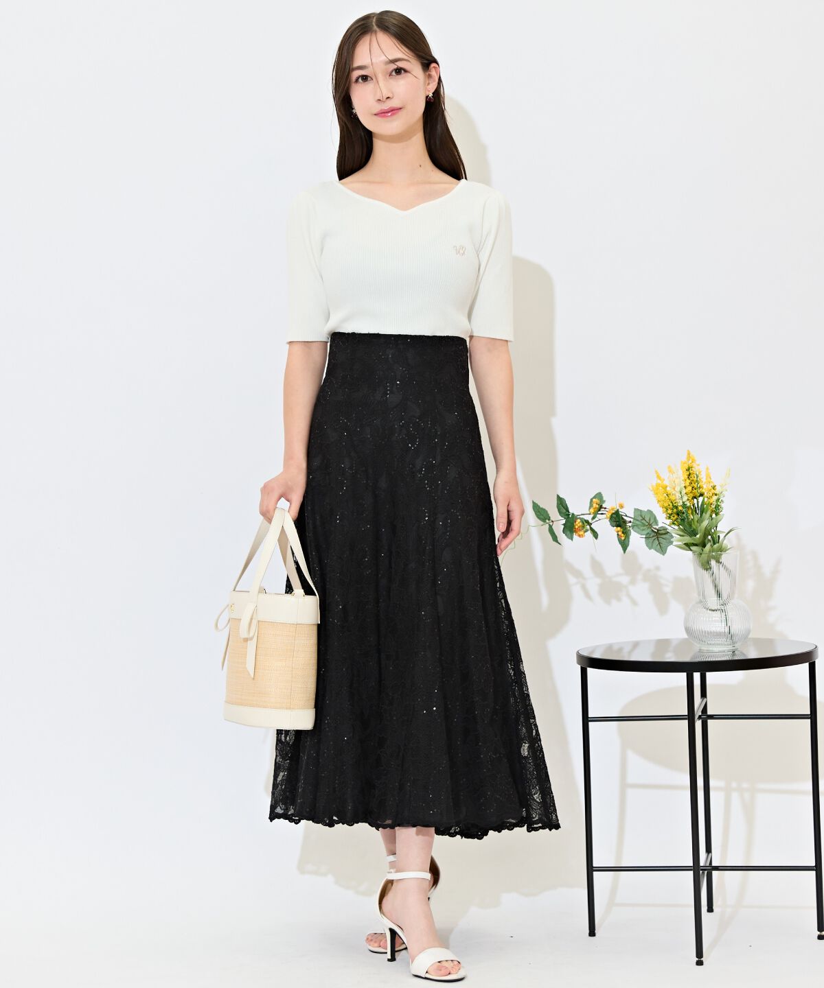 WILLSELECTION「スパンコールレースマーメイドスカート」|フレア|