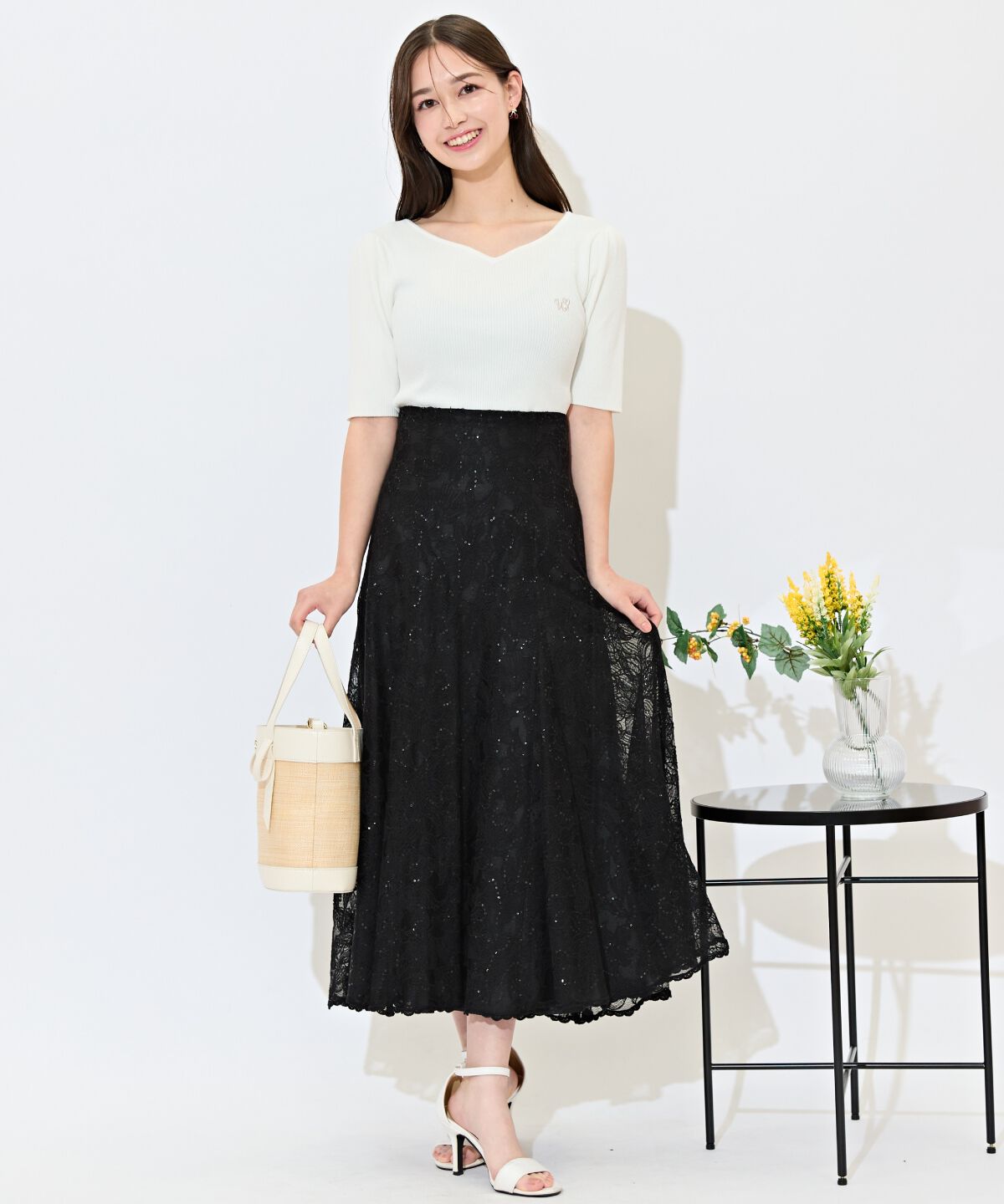 WILLSELECTION「スパンコールレースマーメイドスカート」|フレア|