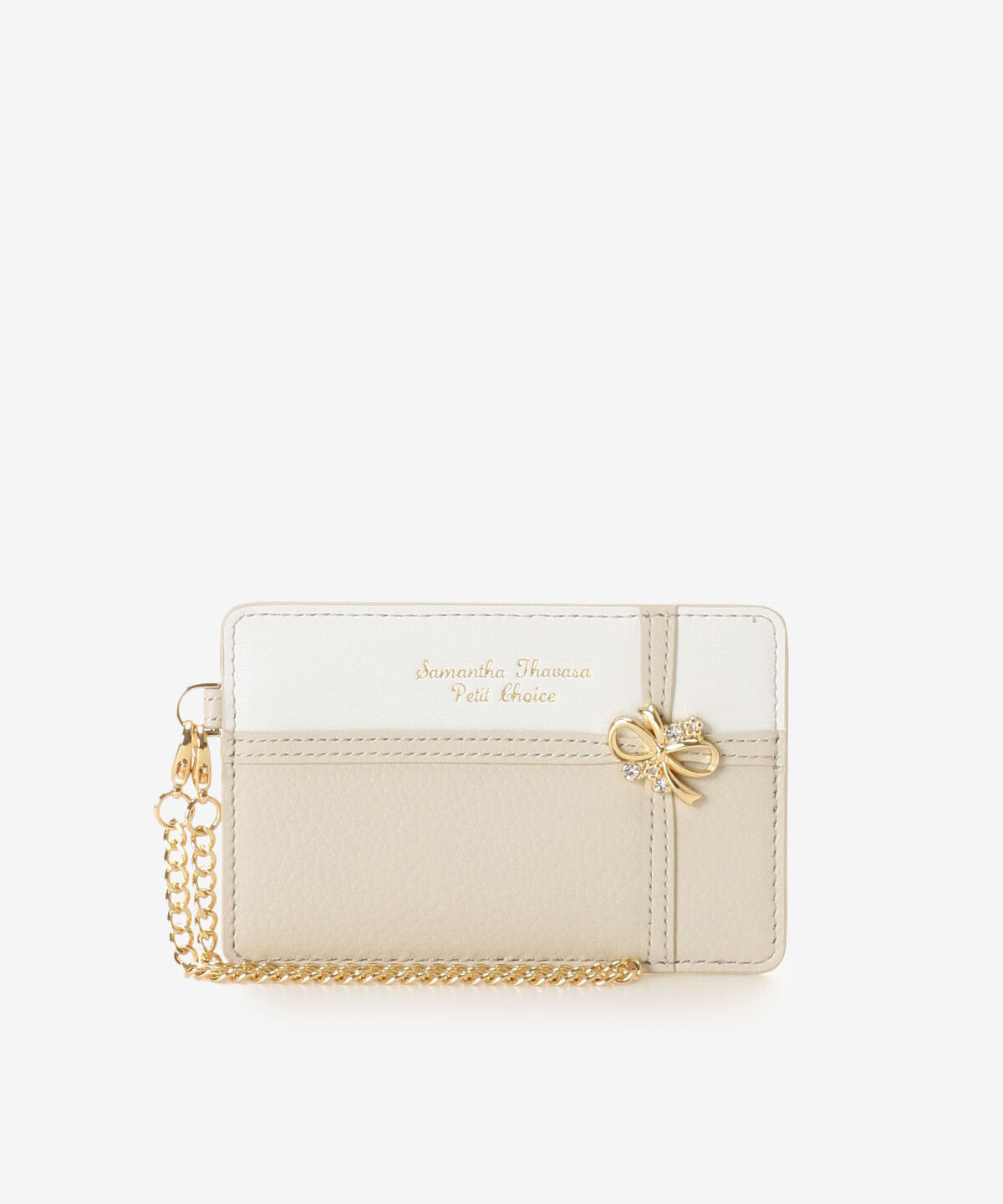 Samantha Thavasa Petit Choice「リボンラッピング　パスケース」|定期入れ|ベージュ
