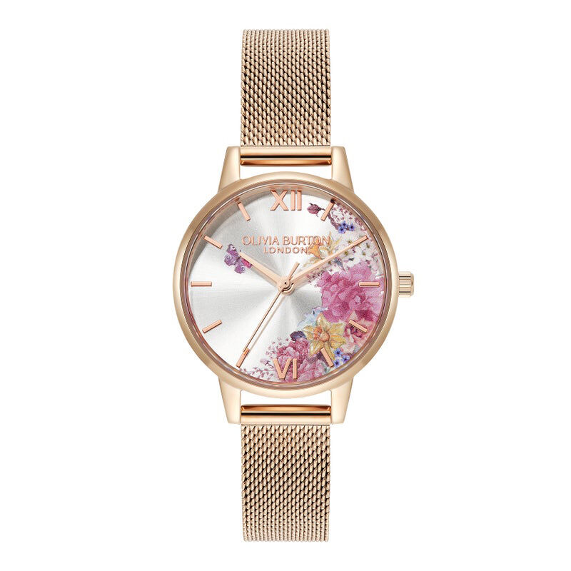 OLIVIA BURTON 「〈OLIVIA BURTON(ｵﾘﾋﾞｱﾊﾞｰﾄﾝ)〉ｼｸﾞﾈﾁｬｰ 30mm ｲﾗｽﾄﾚｲﾃｯﾄﾞ ﾌﾛｰﾗﾙ RGﾒｯｼｭ」|腕時計|ROSE GOLD