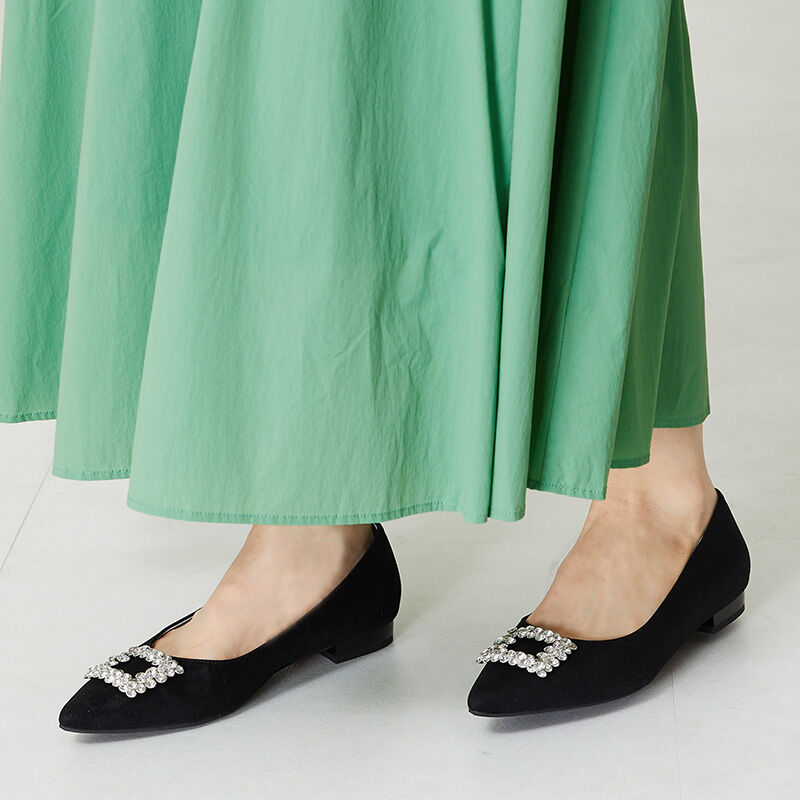 ORiental TRaffic「ビジューモチーフポインテッドトゥパンプス/41113 フラット」|パンプス|