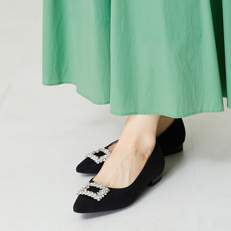 ORiental TRaffic「ビジューモチーフポインテッドトゥパンプス/41113 フラット」|パンプス|