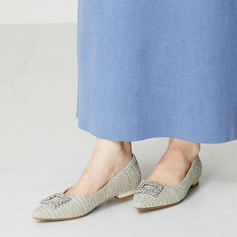 ORiental TRaffic「ビジューモチーフポインテッドトゥパンプス/41113 フラット」|パンプス|