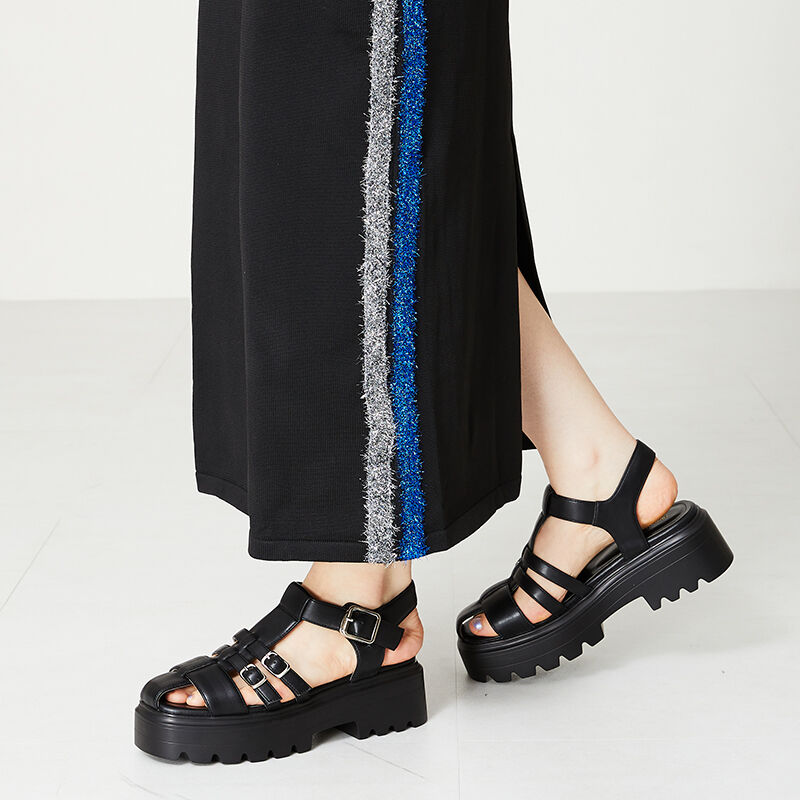 ORiental TRaffic「【アウトレット価格】厚底グルカサンダル/41223 トレンド 人気 売れてる」|サンダル|BLACK