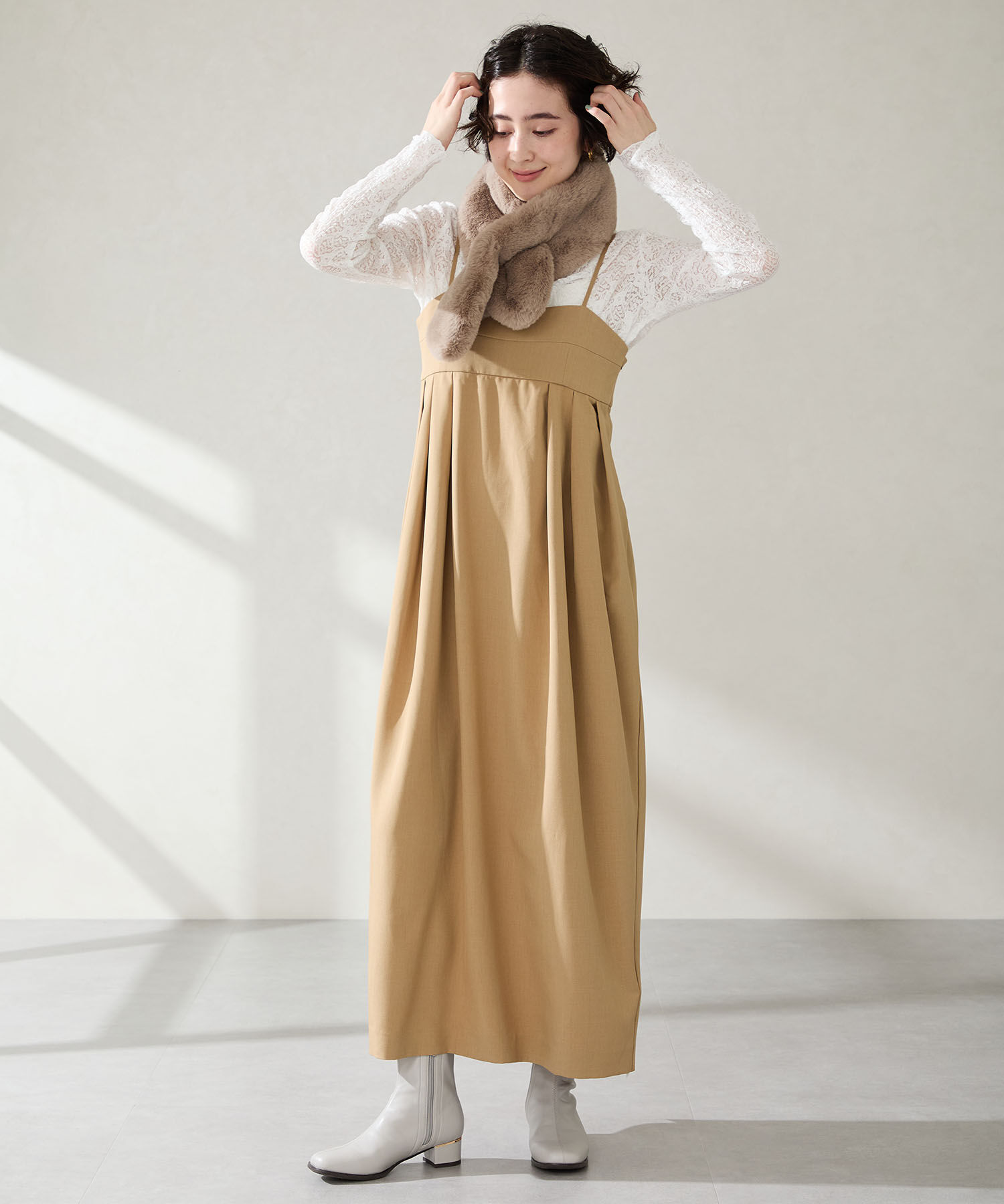 WA Oriental TRaffic「●2025秋冬新作●ヒールパーツ ストレッチ ブーツ /52402 シンプル 通勤 ショートブーツ」|ショートブーツ|