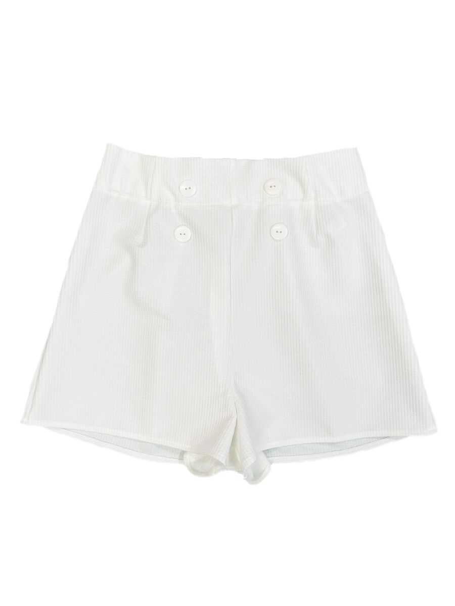 PEAK&PINE「無地ボタン付きAラインハイウエストショートパンツ」|その他|