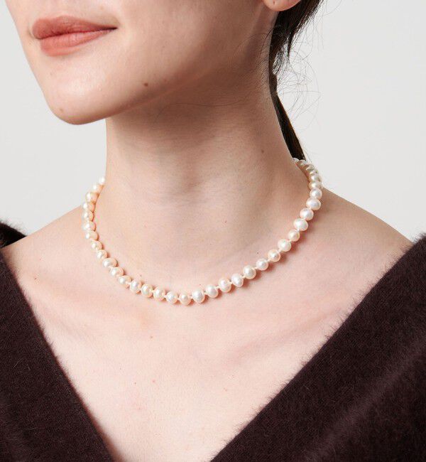 UNITED ARROWS「淡水パール ノット ネックレス」|ネックレス|WHITE