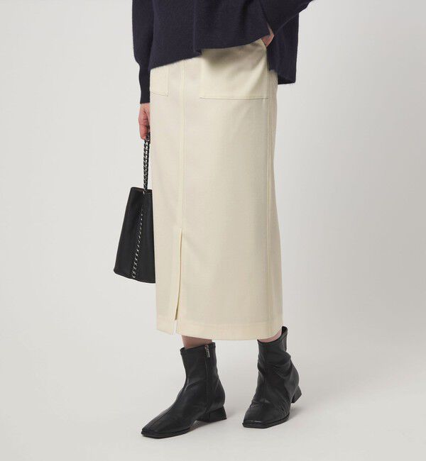 UNITED ARROWS green label relaxing「［size SHORT/TALLあり］キチントボトムス サキソニー Iライン スリム スカート」|タイト|OFF WHITE