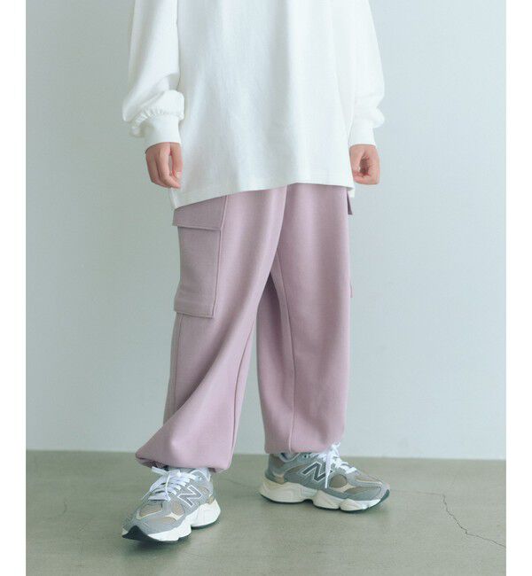 UNITED ARROWS green label relaxing「裏毛 ワイドカーゴパンツ（ライトピンク）/ キッズ  100cm-160cm」|チノ|LT.PINK