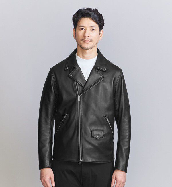 BEAUTY&YOUTH UNITED ARROWS「【WEB限定 WARDROBE SMART】 シープ ダブル ライダースジャケット」|ライダースジャケット|