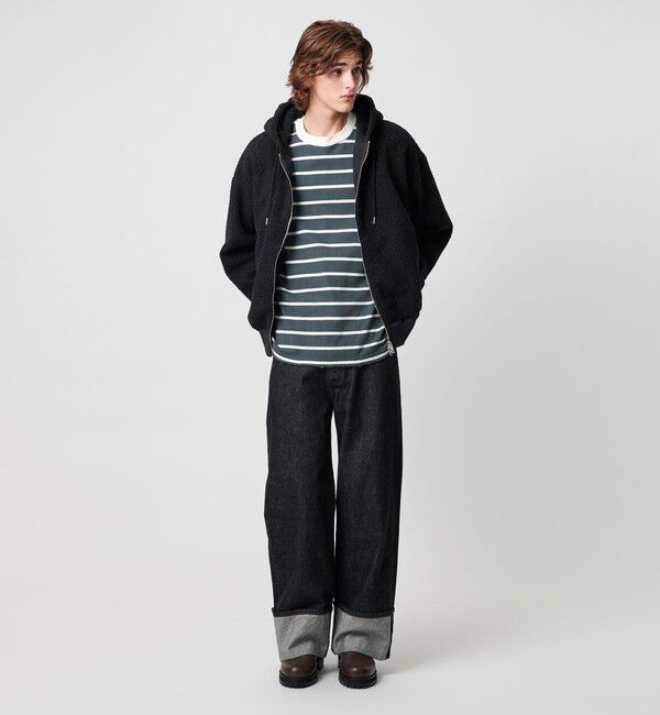 MONKEY TIME「ボアフリース フルジップ フーディー」|カーディガン|