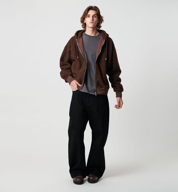 MONKEY TIME「ボアフリース フルジップ フーディー」|カーディガン|