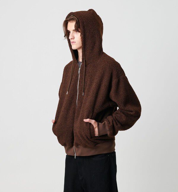 MONKEY TIME「ボアフリース フルジップ フーディー」|カーディガン|