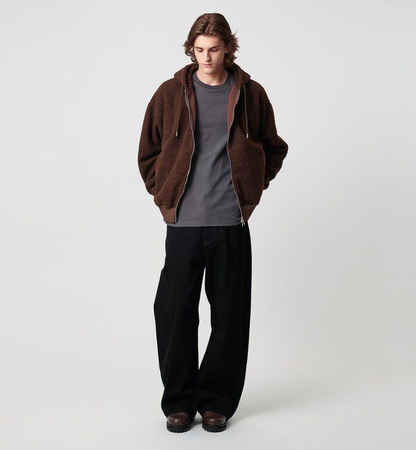 MONKEY TIME「ボアフリース フルジップ フーディー」|カーディガン|