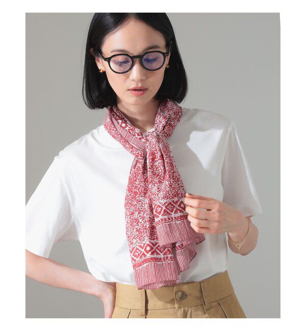 Demi-Luxe BEAMS 「AK+1 / コットンシルク スカーフ」|ストール|RED