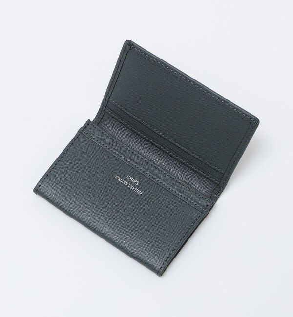 SHIPS「SHIPS:【SAFFIANO LEATHER】イタリアンレザー  カードケース （名刺入れ）」|名刺入れ・カードケース|ダークグレー
