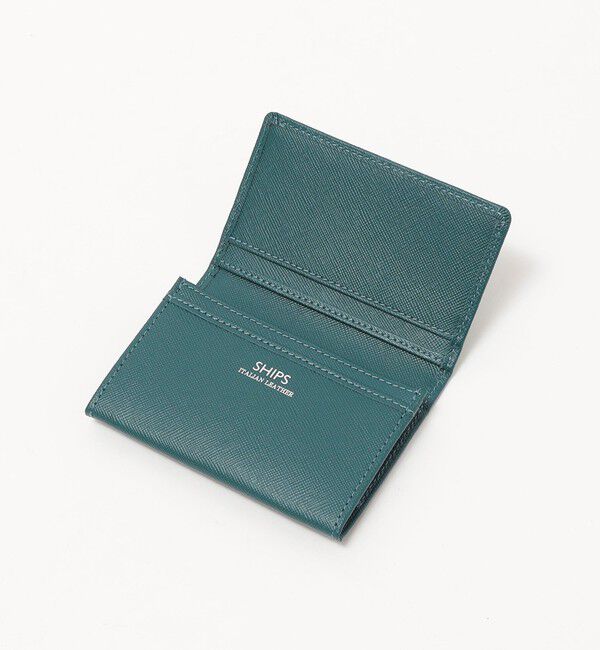SHIPS「SHIPS:【SAFFIANO LEATHER】イタリアンレザー  カードケース （名刺入れ）」|名刺入れ・カードケース|ダークグリーン