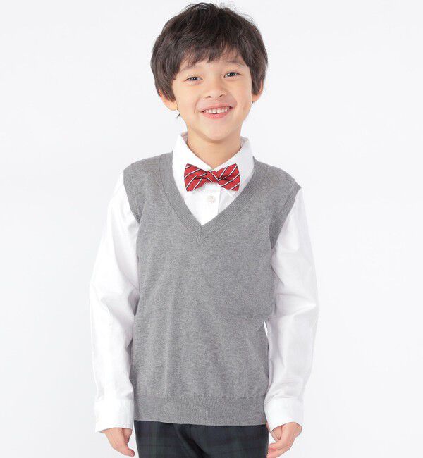 SHIPS KIDS「SHIPS KIDS:100～130cm / 14GG Vネック ベスト」|ベスト・ジレ|グレー