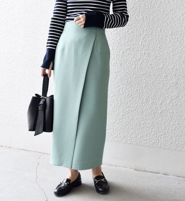 SHIPS for women「〈手洗い可能〉フロントスリットタイトスカート◇」|スカート|グリーン