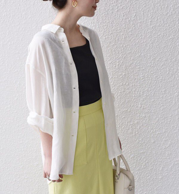 SHIPS for women「〈手洗い可能〉サフィラン リネン シャツ」|シャツ・ブラウス|オフホワイト