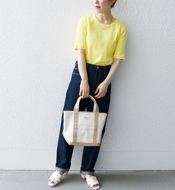 SHIPS any「SHIPS any:〈洗濯機可能〉テレコ リブ ハーフスリーブ TEE」|Tシャツ・カットソー|