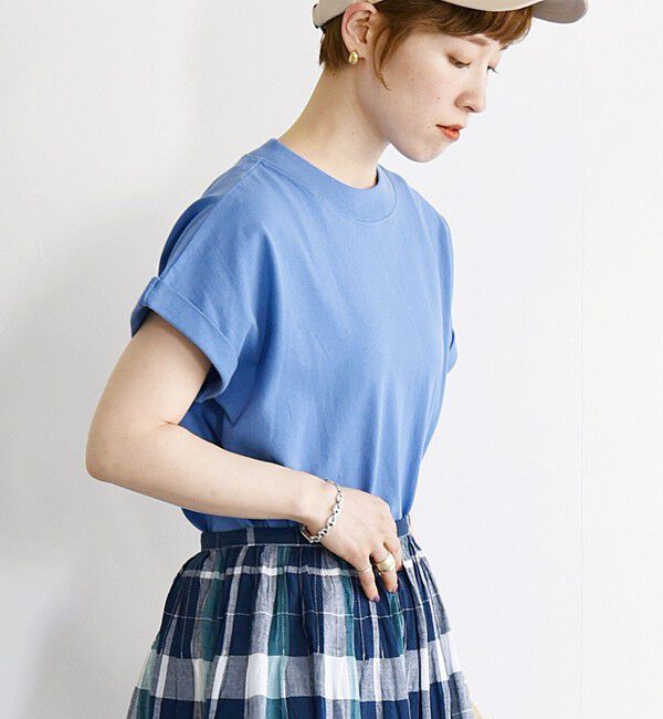 SHIPS any「SHIPS any:〈抗菌防臭/洗濯機可能〉USAコットン フレンチスリーブ TEE」|Tシャツ・カットソー|ブルー