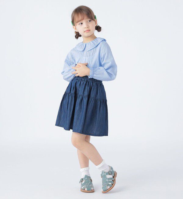 SHIPS KIDS「SHIPS KIDS:100～130cm / フリル カラー ジャカード ブラウス」|シャツ・ブラウス|