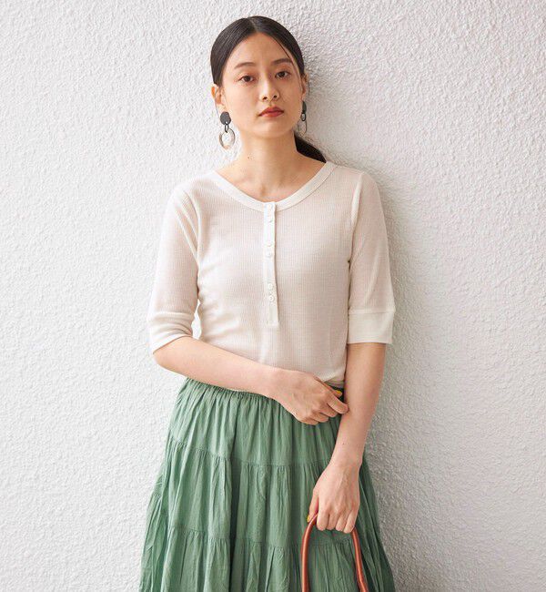 SHIPS for women「PLA シアー ワッフル ヘンリーネック プルオーバー◇」|Tシャツ・カットソー|