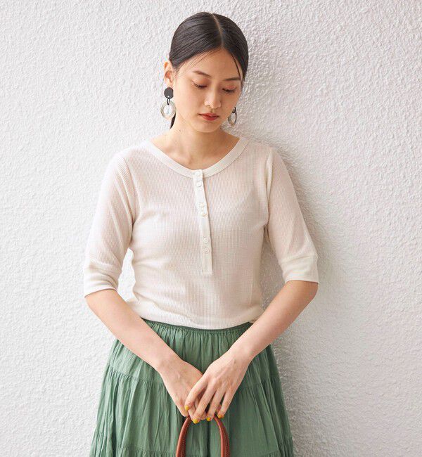 SHIPS for women「PLA シアー ワッフル ヘンリーネック プルオーバー◇」|Tシャツ・カットソー|