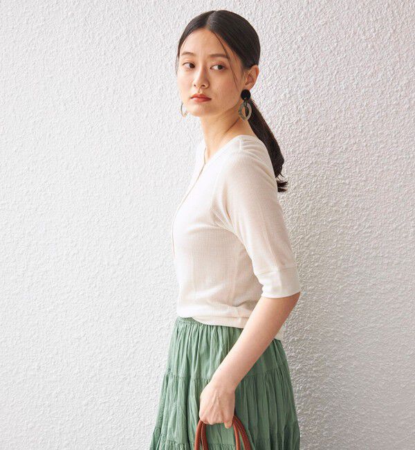 SHIPS for women「PLA シアー ワッフル ヘンリーネック プルオーバー◇」|Tシャツ・カットソー|