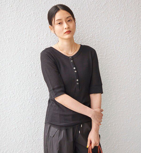 SHIPS for women「PLA シアー ワッフル ヘンリーネック プルオーバー◇」|Tシャツ・カットソー|