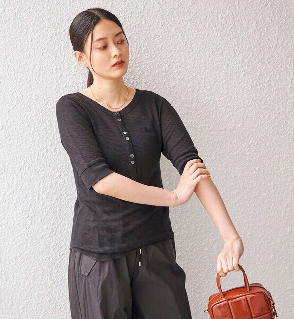 SHIPS for women「PLA シアー ワッフル ヘンリーネック プルオーバー◇」|Tシャツ・カットソー|