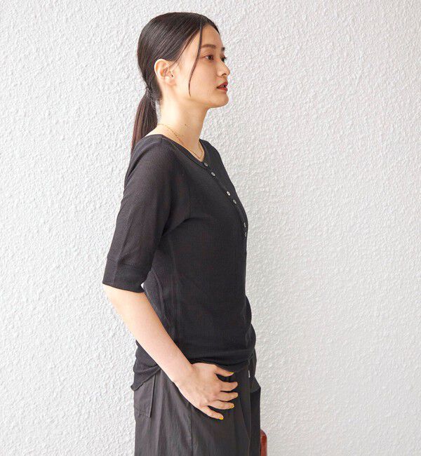 SHIPS for women「PLA シアー ワッフル ヘンリーネック プルオーバー◇」|Tシャツ・カットソー|