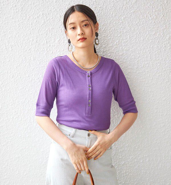 SHIPS for women「PLA シアー ワッフル ヘンリーネック プルオーバー◇」|Tシャツ・カットソー|