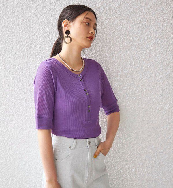 SHIPS for women「PLA シアー ワッフル ヘンリーネック プルオーバー◇」|Tシャツ・カットソー|