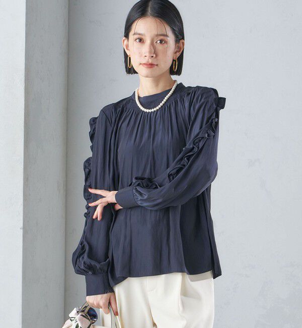 SHIPS for women「〈手洗い可能〉割繊 フリル デザイン ブラウス 24SS ◇」|シャツ・ブラウス|