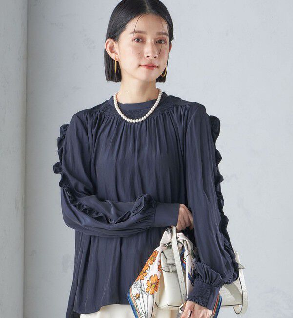 SHIPS for women「〈手洗い可能〉割繊 フリル デザイン ブラウス 24SS ◇」|シャツ・ブラウス|