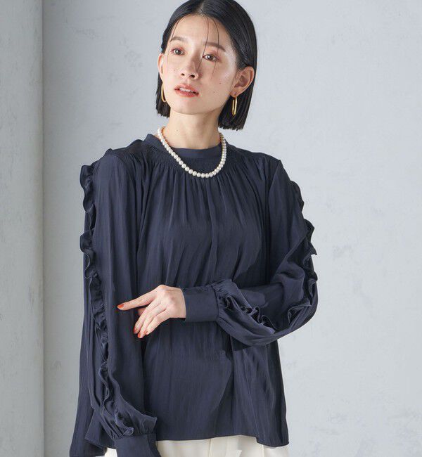 SHIPS for women「〈手洗い可能〉割繊 フリル デザイン ブラウス 24SS ◇」|シャツ・ブラウス|