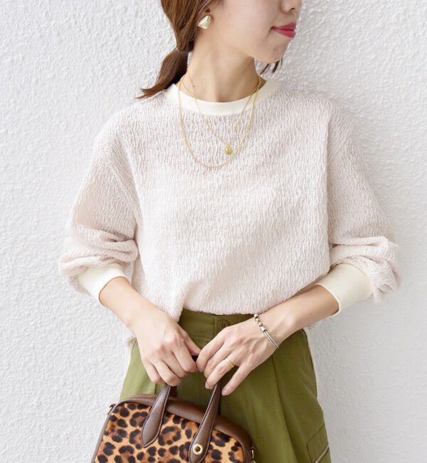 SHIPS for women「《一部追加予約》【WEB限定】〈手洗い可能〉ランダムブルーゼ ロングスリーブ プルオーバー」|プルオーバー|