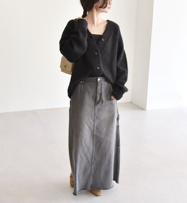 quaranciel「quaranciel:〈手洗い可能〉フェザーヤーン Vネック ラメ ニット カーディガン」|カーディガン|