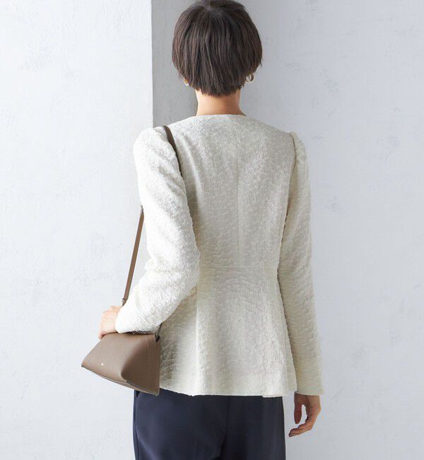 SHIPS for women「【SHIPS別注】〈セレモニー対応可〉troisiemeCHACO:フクレ ジャカード ジャケット」|ノーカラージャケット|