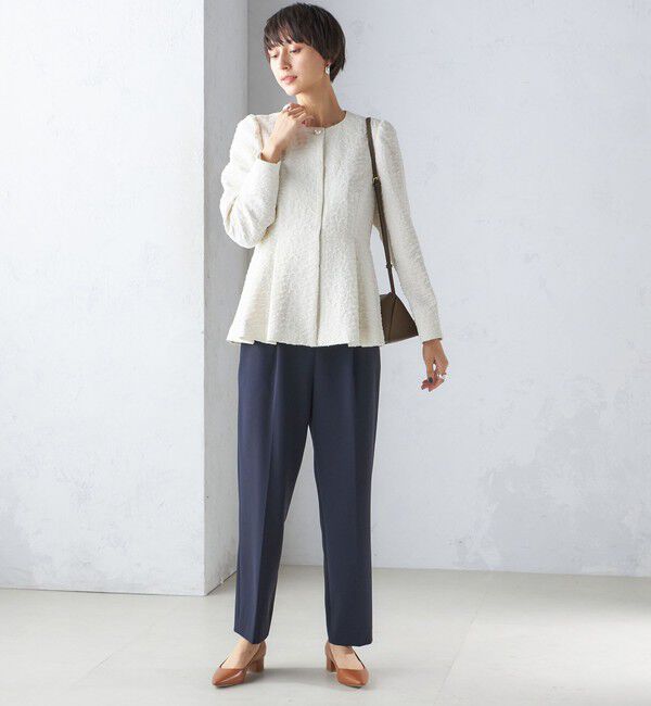 SHIPS for women「【SHIPS別注】〈セレモニー対応可〉troisiemeCHACO:フクレ ジャカード ジャケット」|ノーカラージャケット|