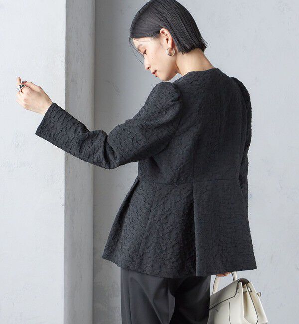 SHIPS for women「【SHIPS別注】〈セレモニー対応可〉troisiemeCHACO:フクレ ジャカード ジャケット」|ノーカラージャケット|