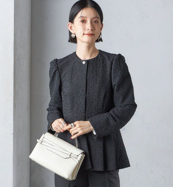 SHIPS for women「【SHIPS別注】〈セレモニー対応可〉troisiemeCHACO:フクレ ジャカード ジャケット」|ノーカラージャケット|