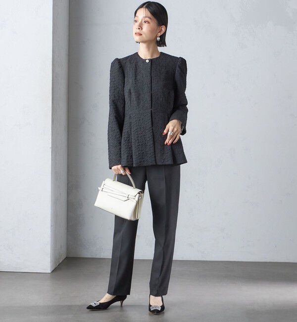 SHIPS for women「【SHIPS別注】〈セレモニー対応可〉troisiemeCHACO:フクレ ジャカード ジャケット」|ノーカラージャケット|