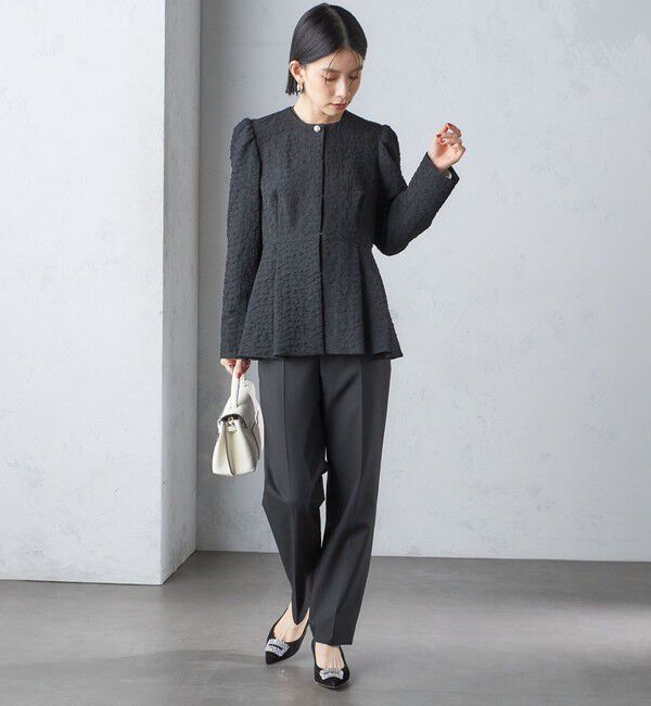 SHIPS for women「【SHIPS別注】〈セレモニー対応可〉troisiemeCHACO:フクレ ジャカード ジャケット」|ノーカラージャケット|