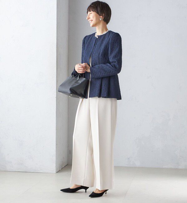 SHIPS for women「【SHIPS別注】〈セレモニー対応可〉troisiemeCHACO:フクレ ジャカード ジャケット」|ノーカラージャケット|