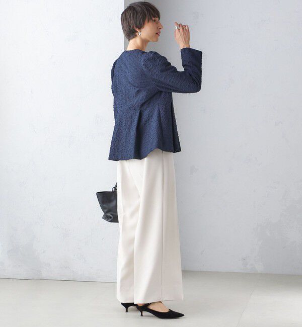 SHIPS for women「【SHIPS別注】〈セレモニー対応可〉troisiemeCHACO:フクレ ジャカード ジャケット」|ノーカラージャケット|